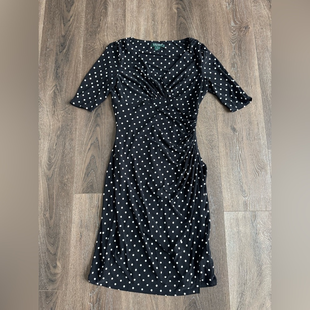 Lauren Ralph Lauren Black and White Polka Dot Dress. Women’s size 4. Like new! - Picture 1 of 8